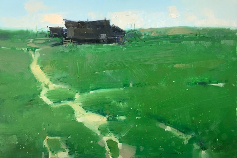 Old Farm, Original oil Painting, Handmade artwork, One of a Kind